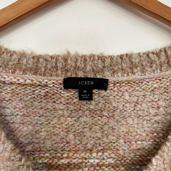 J. Crew V-Neck Beige Space Dye Knit Sweater Size Medium Wool Alp… - Picture 4 of 13